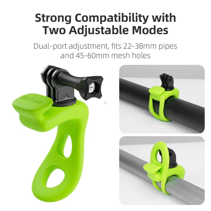 TELESIN Action Camera Mount Silicone Adjustable Mini Flexible Bracket For GoPro HERO / Insta360 / DJI Action Camera(Black)