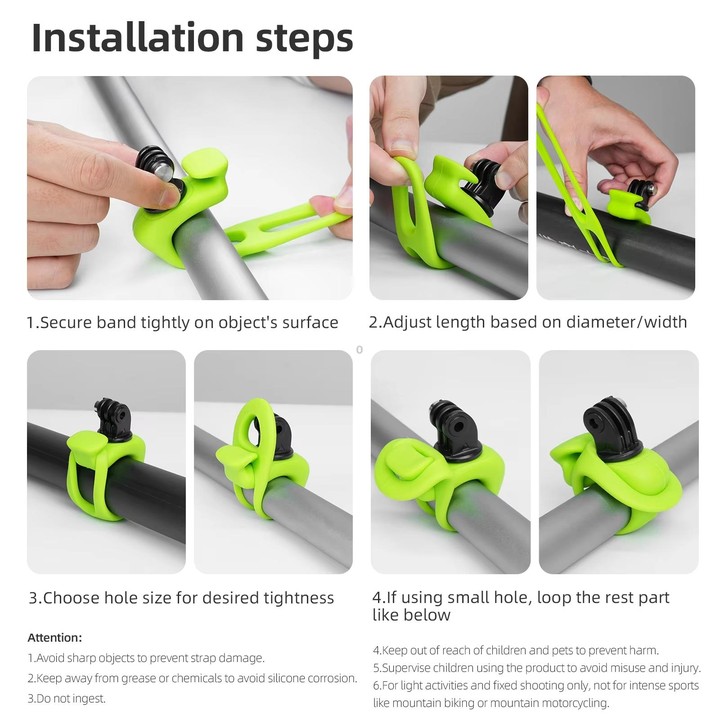 TELESIN Action Camera Mount Silicone Adjustable Mini Flexible Bracket For GoPro HERO / Insta360 / DJI Action Camera(Black)