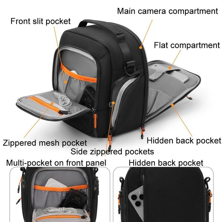 Cwatcun D140 Shoulder Crossbody Camera Storage Bag Shockproof Dropproof Leisure Outdoor Small Bag, Color: Small Black