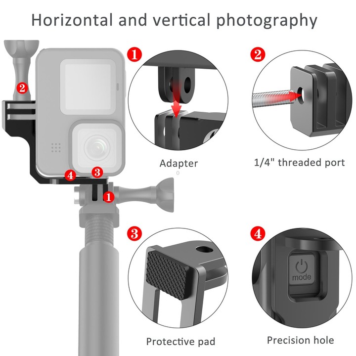 Universal Vertical Shooting Centering Arm Bracket For Action Camera, Spec: Only Bracket