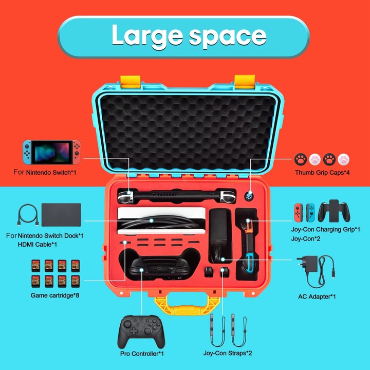 DEVASO For Switch / OLED IP67 Waterproof Storage Case Hardshell Bag, Color: Orange Blue