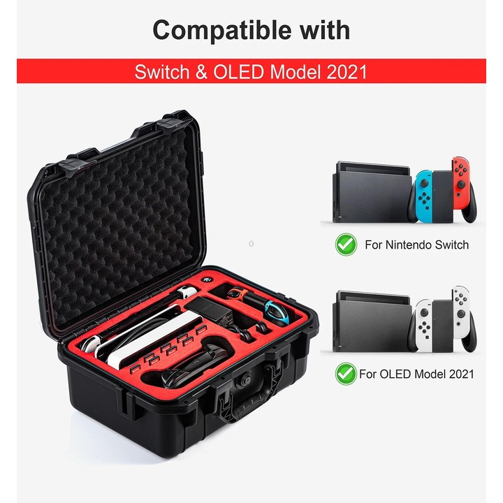 DEVASO For Switch / OLED IP67 Waterproof Storage Case Hardshell Bag, Color: Black+Shoulder Strap