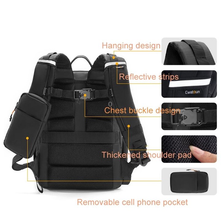Cwatcun D132 DSLR Camera Backpack Hard-shell Crashproof Waterproof Decompression Shoulder Photo Bag, Color: 2nd Generation Large