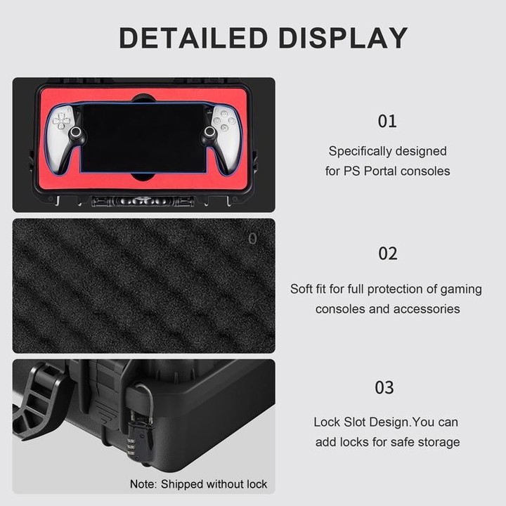 For PlayStation Portal STARTRC GAMES Console Storage Handheld IP67 Waterproof Hard Shell Bag(Black)