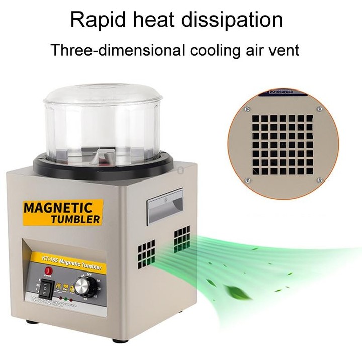 KT-185 Magnetic Polishing Tumbler Stainless Steel Deburring And Polishing Machine, EU Plug(Red)
