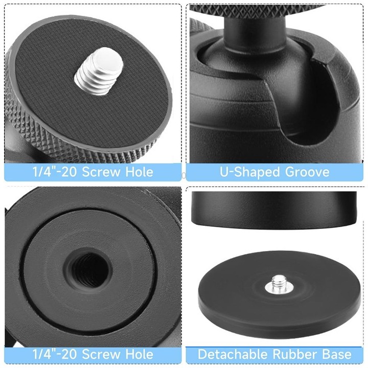 Magnetic Aluminum Alloy Ball Head Mount for Sports Cameras and Mobile Phones