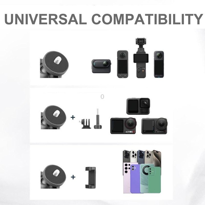 Magnetic Aluminum Alloy Ball Head Mount for Sports Cameras and Mobile Phones