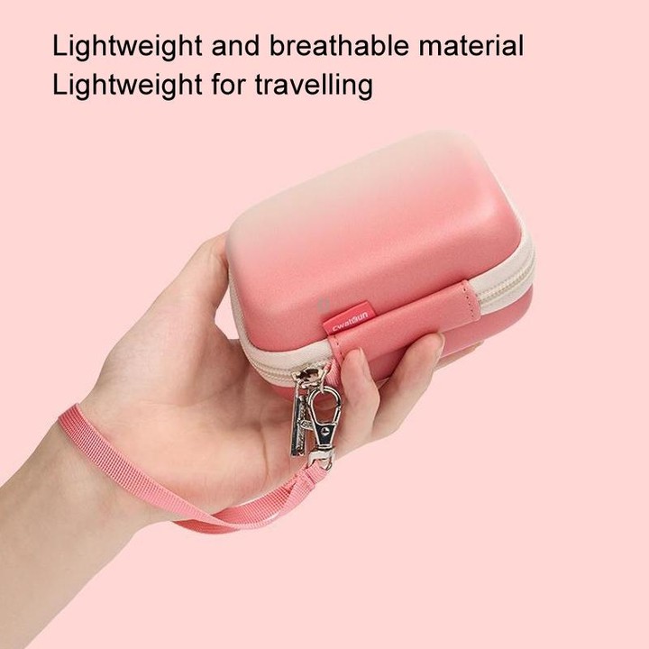 Cwatcun H45 Mini Storage Bag Small Microslice Digital Camera Bag PU Waterproof Hard Shell Bag(Pink)