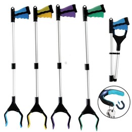 31.9 Inch Magnetic Foldable Litter Reachers Pickers Extra Long Grabber Stick(Yellow)