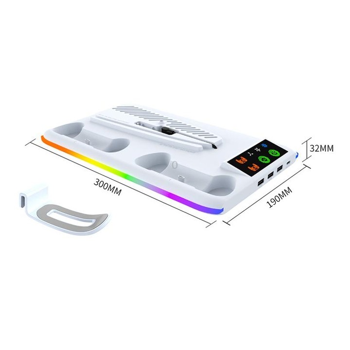 For PS5 Slim / PS5 iplay HA-8008 Cooling Bracket Headphone Organiser Grip Holder Charger(White)