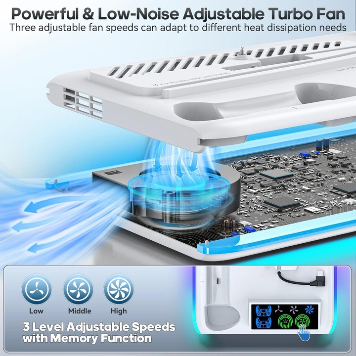 For PS5 Slim / PS5 iplay HA-8008 Cooling Bracket Headphone Organiser Grip Holder Charger(White)