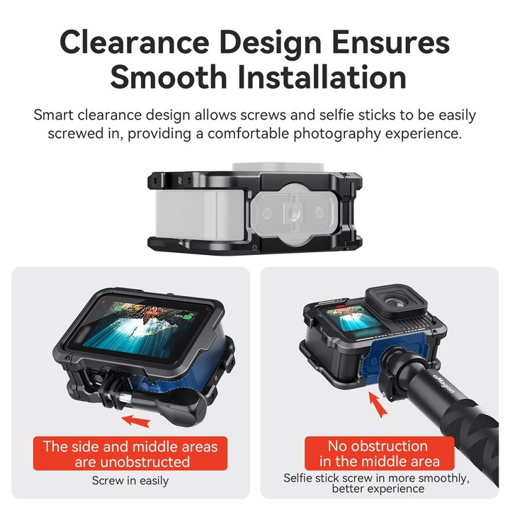 aMagisn Essential Ver Metal Rabbit Cage for GoPro HERO13 Black / HERO12 Black / HERO11 Black / HERO10 Black / HERO9 Black(Black)