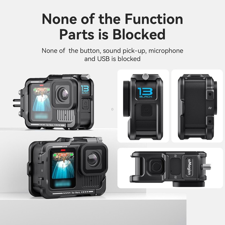aMagisn Essential Ver Metal Rabbit Cage for GoPro HERO13 Black / HERO12 Black / HERO11 Black / HERO10 Black / HERO9 Black(Black)