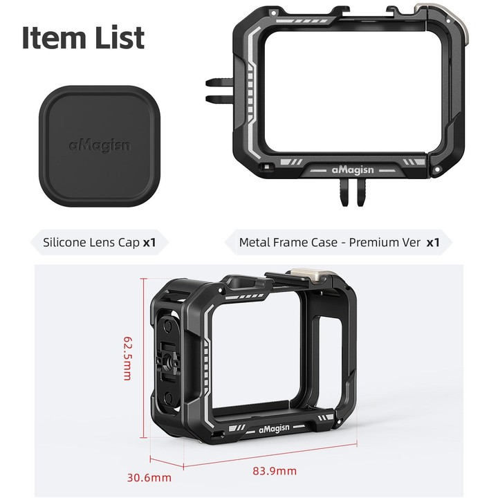 AMagisn Upgrade Ver Metal Rabbit Cage For GoPro HERO13 Black / HERO12 Black / HERO11 Black / HERO10 Black / HERO9 Black(Black)