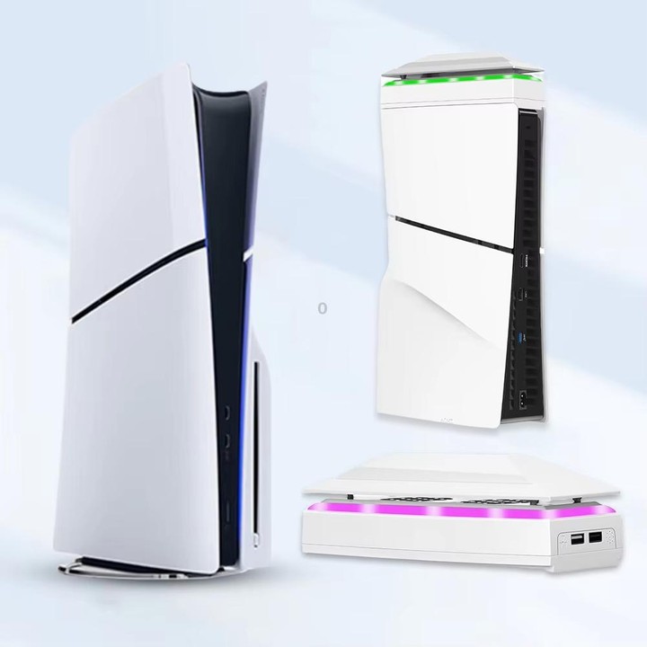 For PS5 Slim Top Dustproof Colorful Cooling Fan 3 Adjustable Speed(White)