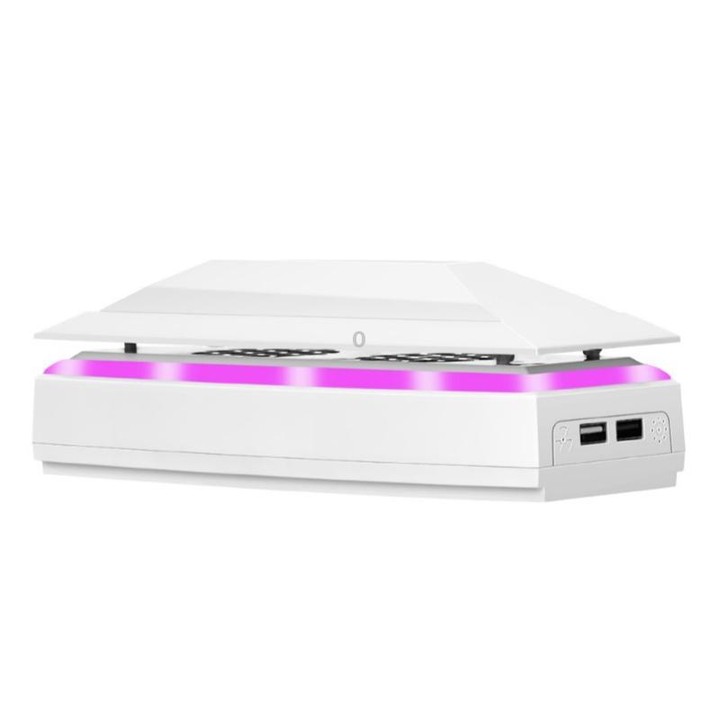 For PS5 Slim Top Dustproof Colorful Cooling Fan 3 Adjustable Speed(White)