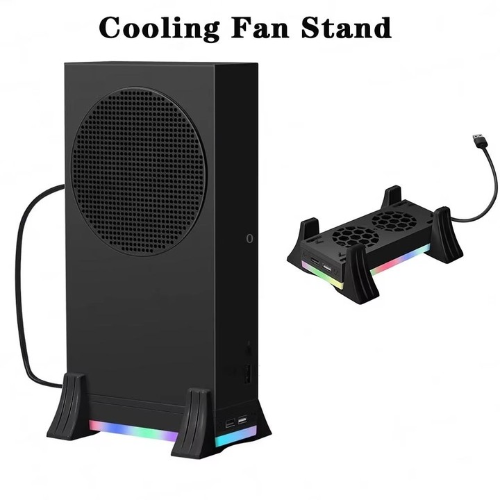 For XBOX Series S Console Base Cooling Fan Built-in LED Light Strip(White)