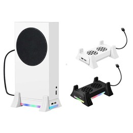 For XBOX Series S Console Base Cooling Fan Built-in LED Light Strip(Black)
