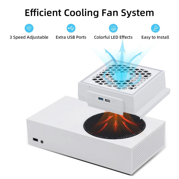 For XBOX Series S Console Side-mounted Cooling Fan RGB Color Light Radiator