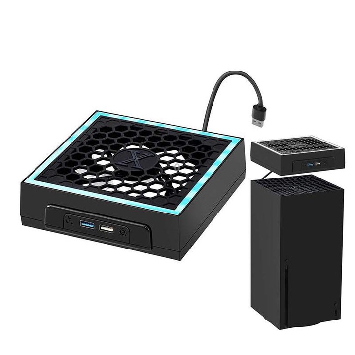 For Microsoft XBOX Series X Top Colorful Cooling Fan 3 Adjustable Speed(Black)
