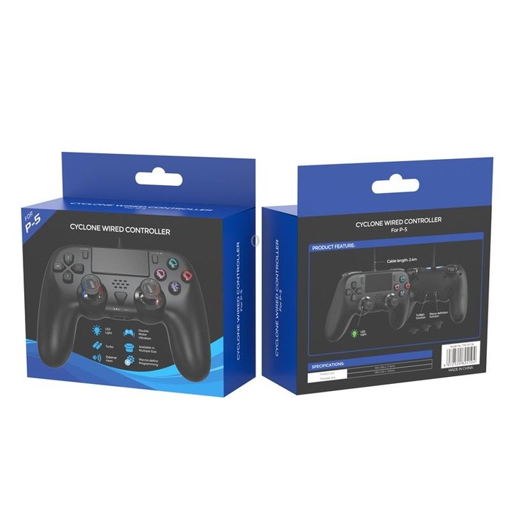 For PS5 / PS5 Slim / PC Wired Controller with Macro Programming Six-axis Gyro