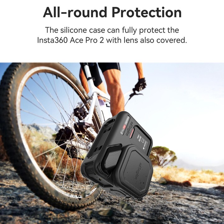 For Insta360 Ace Pro 2 aMagisn Body + Lens Silicone Cover With Lanyard(Black)