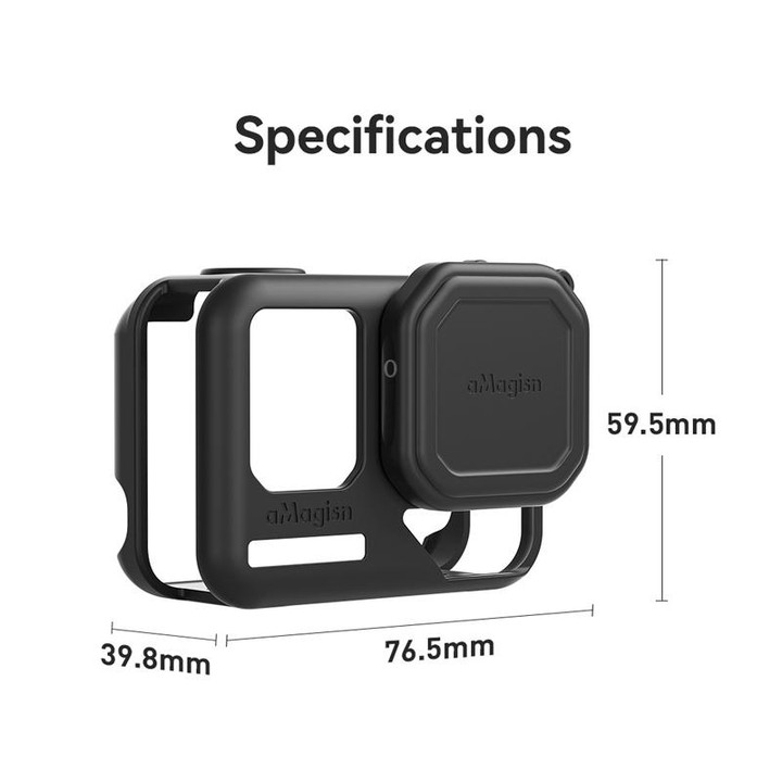 For Insta360 Ace Pro 2 aMagisn Body + Lens Silicone Cover With Lanyard(Black)