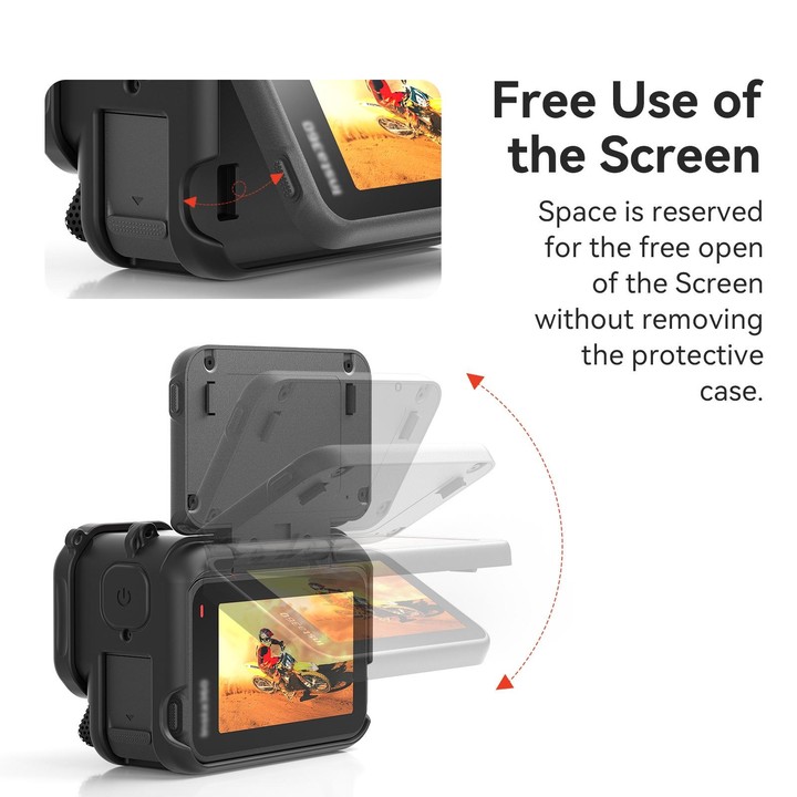For Insta360 Ace Pro 2 aMagisn Body + Lens Silicone Cover With Lanyard(Black)