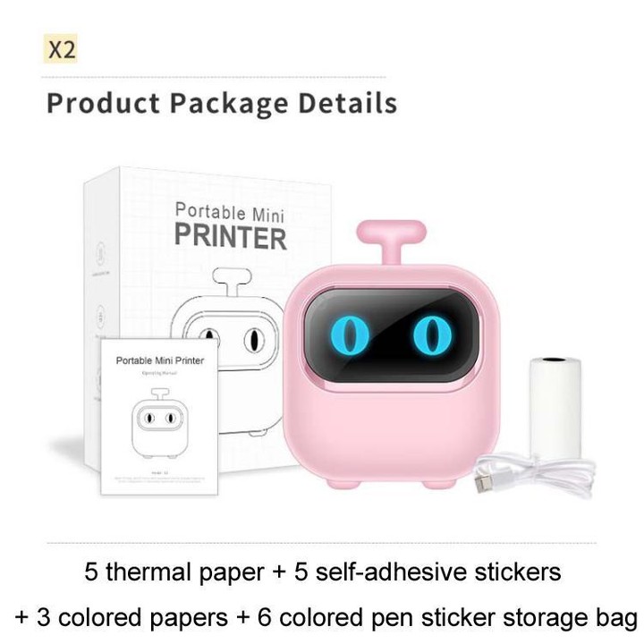 Portable Mini Thermal High Definition Student Wrong Title Photo Printer(White 16pcs /Set)