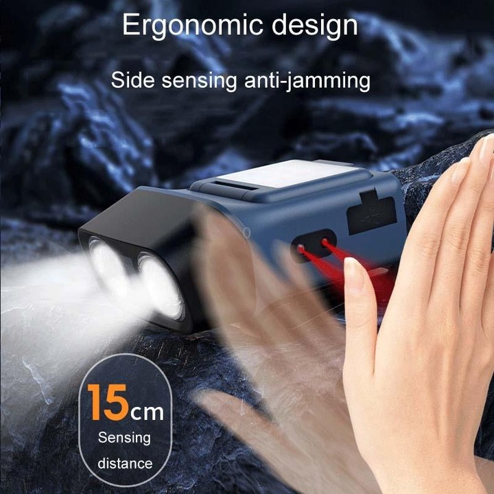 Head-Mounted LED Outdoor Sensor Long Range Fishing Work Headlamp, Style: White Standard+Storage Bag+8 Buckle