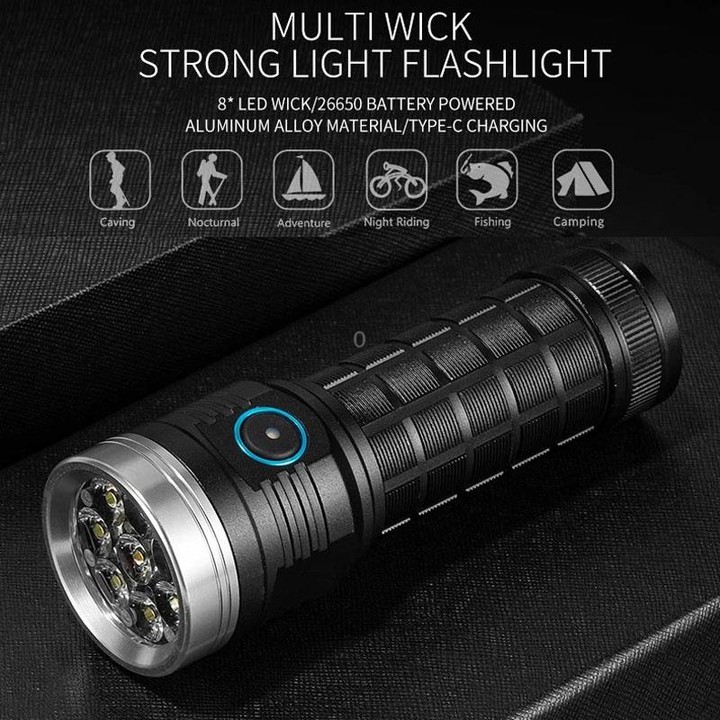 E-SMARTER W5185 Aluminium Ring 8 Holes Straight Flashlight Outdoor Camping Flashlight