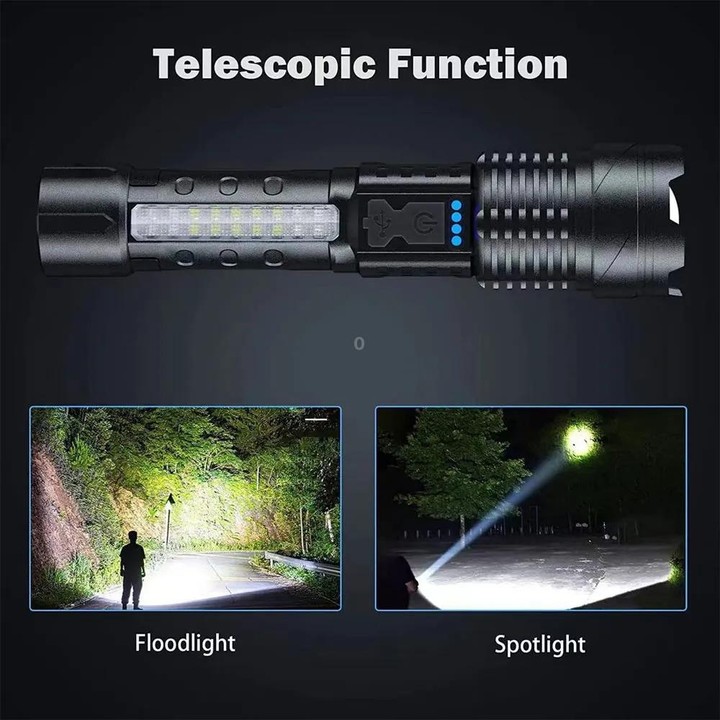 E-SMARTER A76 Telescopic Zoom COB Side Light Strong Light Torch, Style: P50 Bulb