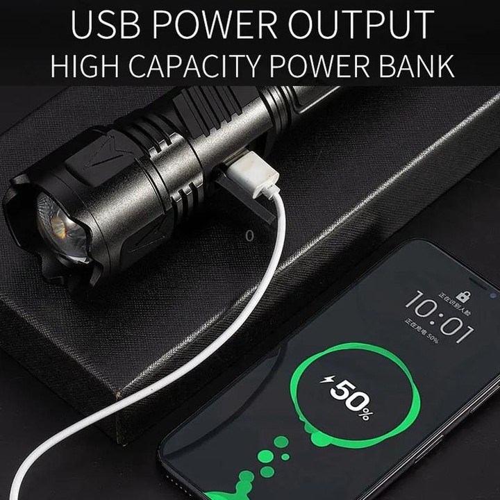 E-SMARTER A03 Laser 30W Portable LCD Display Flashlight(Black)