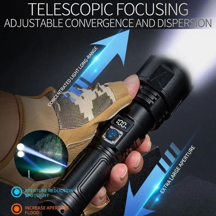 E-SMARTER A03 Laser 30W Portable LCD Display Flashlight(Black)