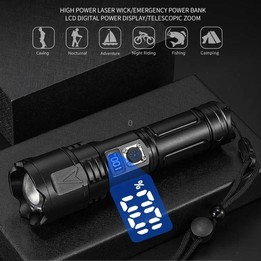 E-SMARTER A03 Laser 30W Portable LCD Display Flashlight(Black)