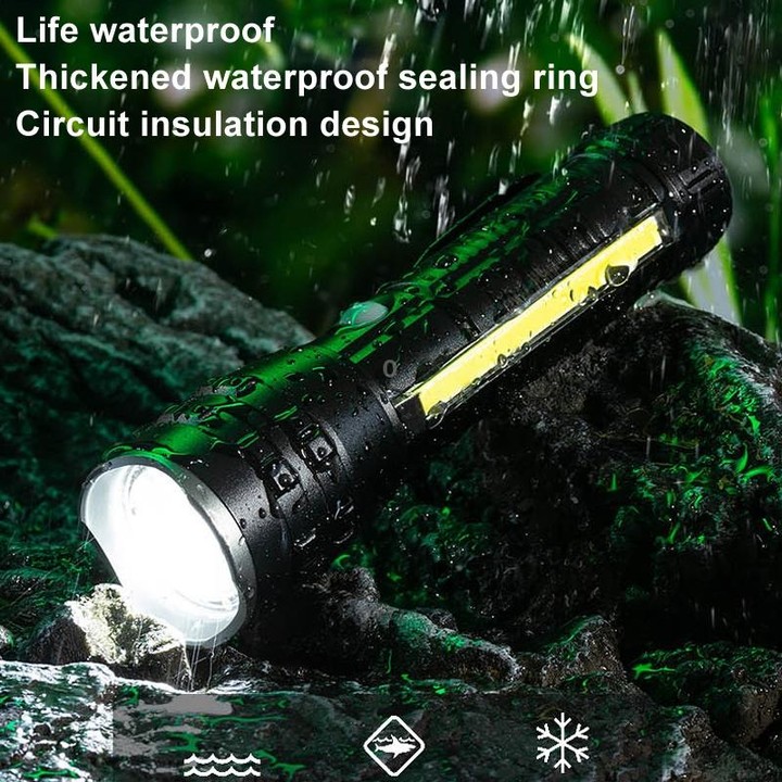 E-SMARTER P27 Pen Clip Strong Light Flashlight Laser Wick High Bright Side Light Outdoor Emergency Adventure Flashlight(Battery