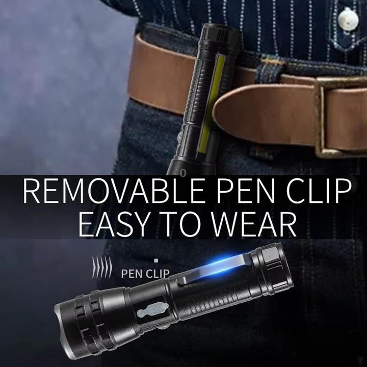 E-SMARTER P27 Pen Clip Strong Light Flashlight Laser Wick High Bright Side Light Outdoor Emergency Adventure Flashlight(Battery