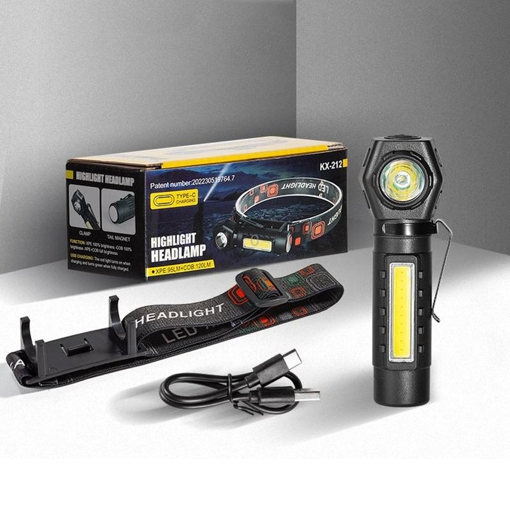 E-SMARTER KX212 Aluminium Alloy USB Rechargeable COB Flashlight Strong Light Long Shot Headlamp LED Camping Light