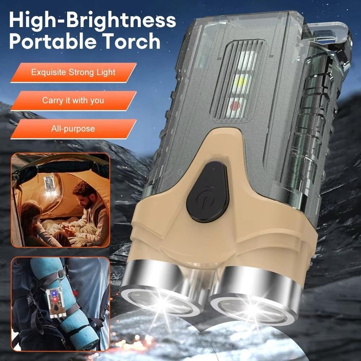 E-SMARTER Portable LED Keychain Light Outdoor Camping Dual Lamp(Brown)