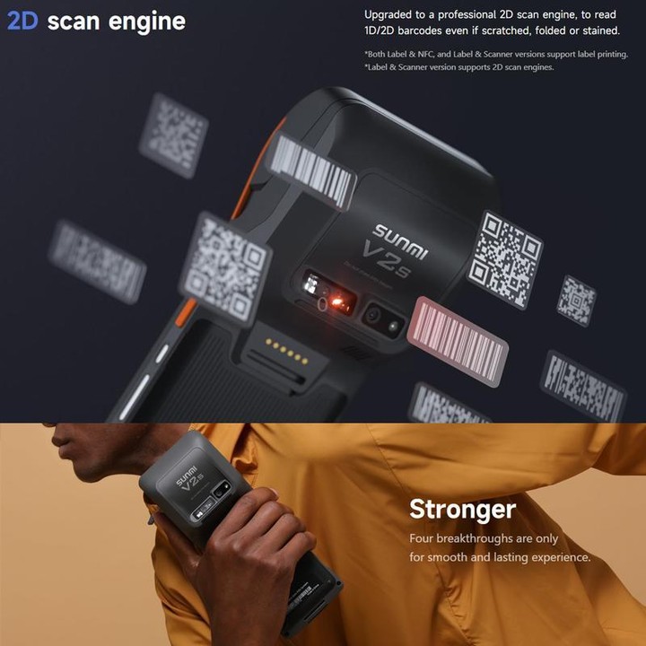 SUNMI V2s Scanning Label Printing Cash Register, Spec: NFC 2+16G(EU Plug)