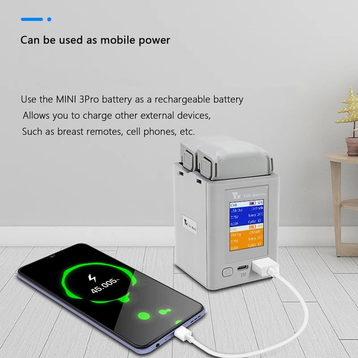 For DJI Mini 4 Pro / Mini 3 Pro / Mini 3 YX Color Screen Dual-way Charger Battery Manager With 65W US Plug