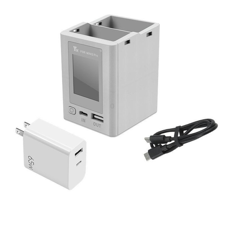 For DJI Mini 4 Pro / Mini 3 Pro / Mini 3 YX Color Screen Dual-way Charger Battery Manager With 65W US Plug