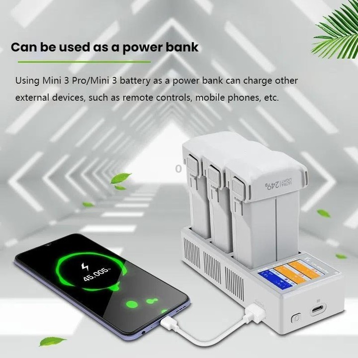 For DJI Mini 4 Pro / Mini 3 Pro / Mini 3 YX Color Screen 3-Way Charger Battery Manager With 65W US Plug