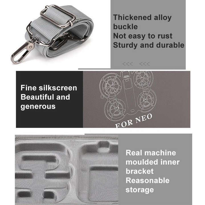 For DJI Neo BKANO NE-010 PU Storage Bag Hard Case Shoulder Bag(Gray)
