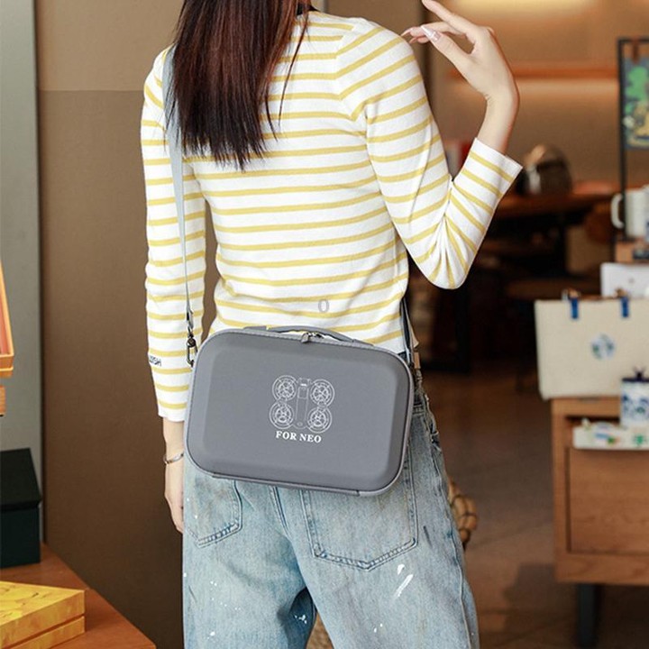 For DJI Neo BKANO NE-010 PU Storage Bag Hard Case Shoulder Bag(Gray)