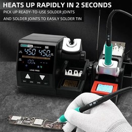 SUGON T60+TJ8+210/245 Handle+I/K/IS Tips x 6 Precision Soldering Station Soldering Iron Set Cell Phone Repair Soldering Tool(US