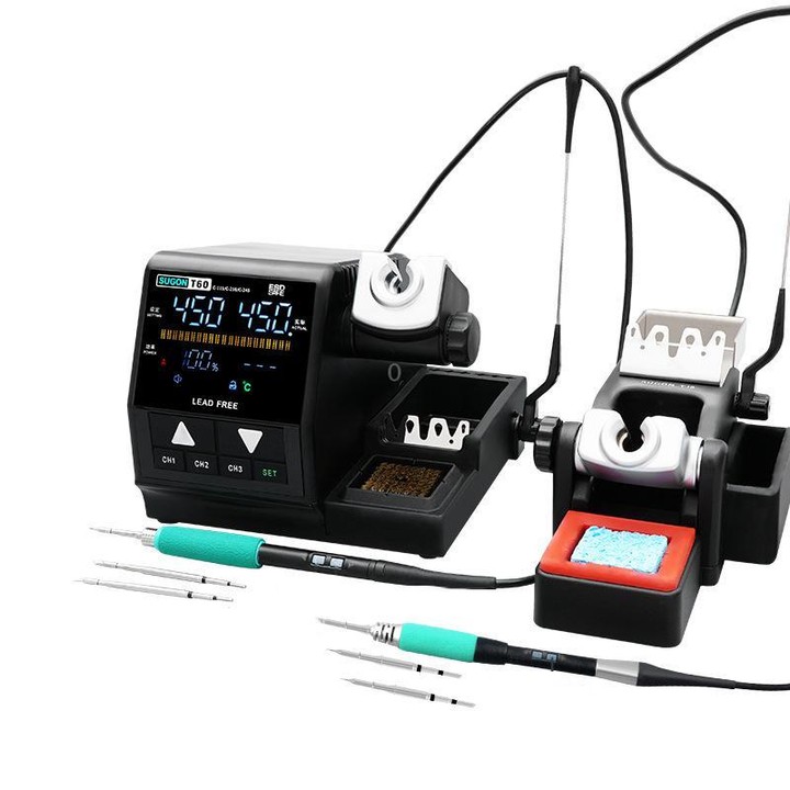 SUGON T60+TJ8+210/115 Handle+I/K/IS Tips x 6 Precision Soldering Station Soldering Iron Set Cell Phone Repair Soldering Tool(EU