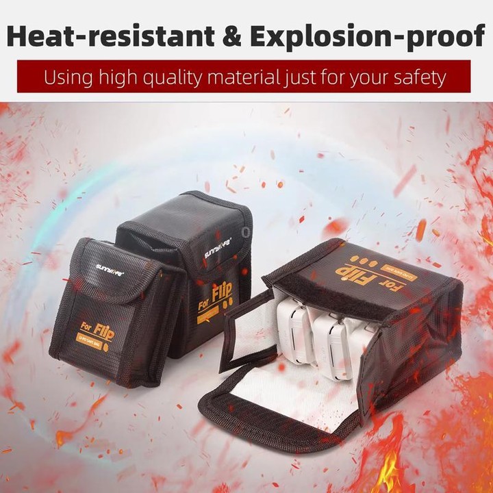 For DJI Flip Sunnylife Battery Explosion Proof Bag Li-ion Safety Storage Bag Flame Retardant Protective Bag Small (For 1 Battery