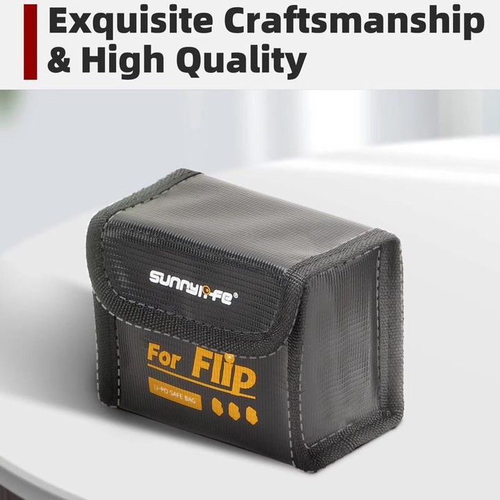 For DJI Flip Sunnylife Battery Explosion Proof Bag Li-ion Safety Storage Bag Flame Retardant Protective Bag Medium (For 2 Batter