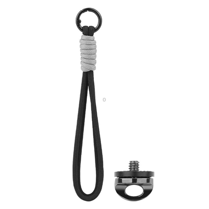 BRDRC Sports Camera Hand Lanyard With 1/4 inch Screw Loss Prevention Lanyard Wrist Strap Accessories(Black Rope Gray Knot)